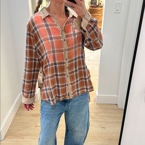 Aratta Silent Journey Button Down Flannel Top